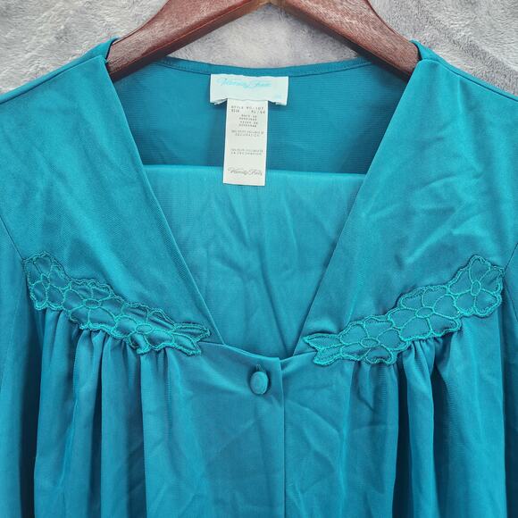 Vanity Fair PJ Set XL women's button up top & elastic pants 100% Nylon silky 90s - Picture 1 of 8